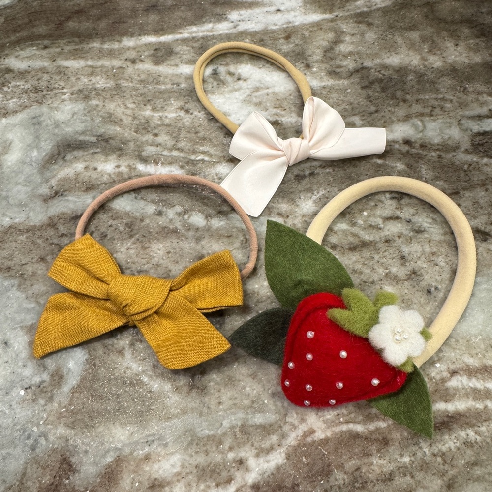 Kids Headband Set - Strawberry, Yellow, Cream